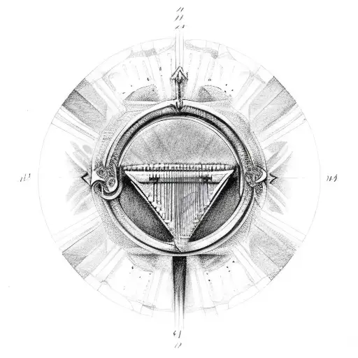 Harp With Roman Numerals Under Is In A Circle Around The Arm