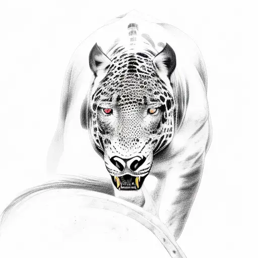 A Half Snarling Black Horse Merging With A Jaguar