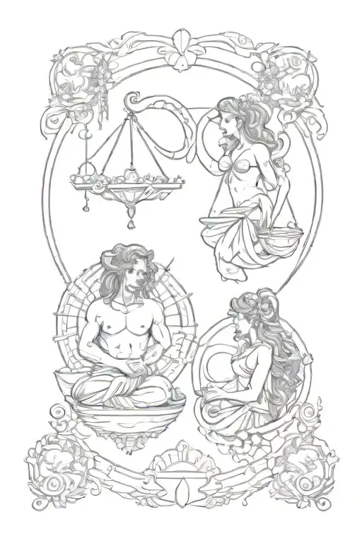 Horoscope Couple Tattoo About A Libra And An Aries In Line Art