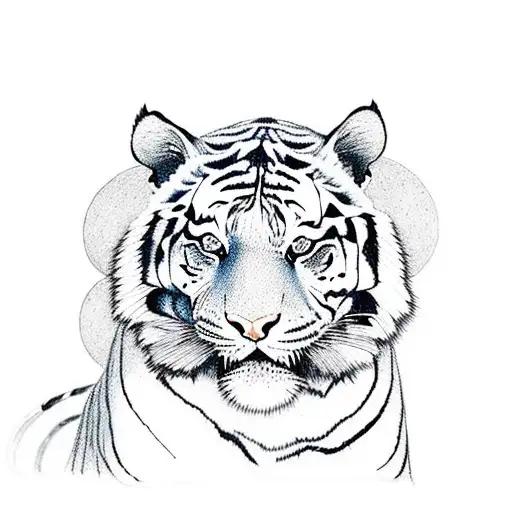 Tiger With A Cross And Blue Eyes