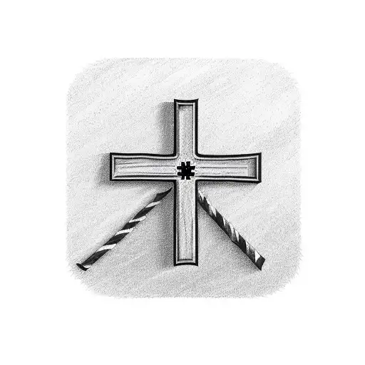 Wooden Cross Sticking Out Of A Football Field