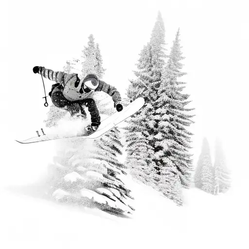 A Snowboarder Carving Through Fresh Powder On A Mountain