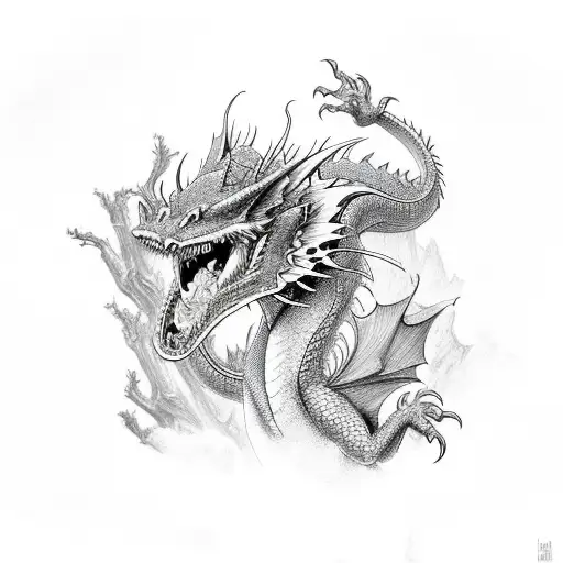 Colored Dragon Held By An Fairy