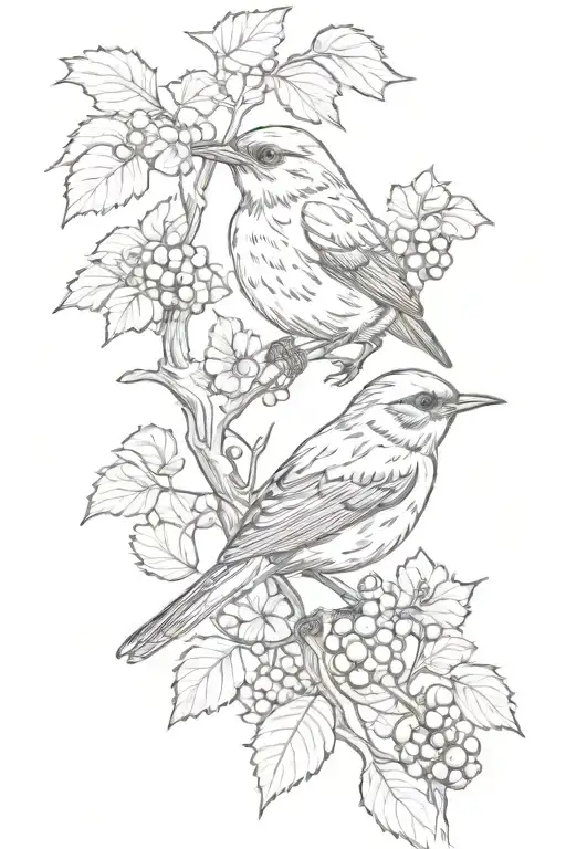 Red Robin Sitting On Blackberrys