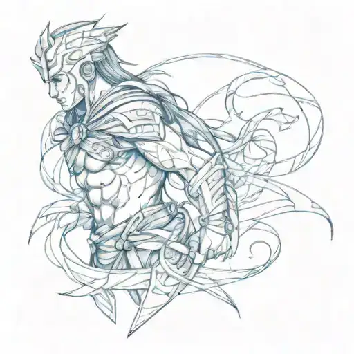 Warrior Written In A Tattered Ribbon Blue In Color