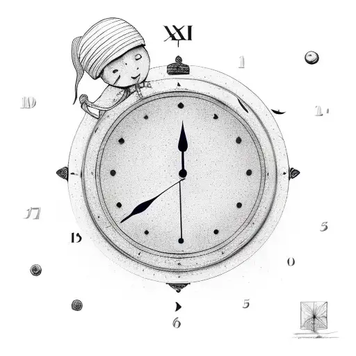 Father Time And Mother Nature Back To Back - Forming A Clock - White Background - No Skin