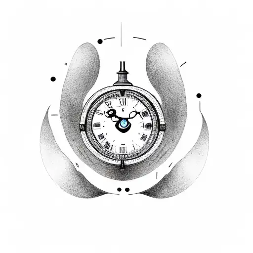 Father Time And Mother Nature Back To Back - Forming A Clock - White Background - No Skin