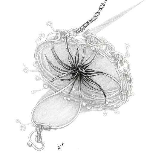 Red Spider Lily With Chains And Red String Of Fate Around