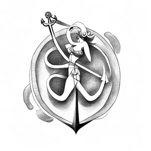 A Sexy Lady Riding An Anchor