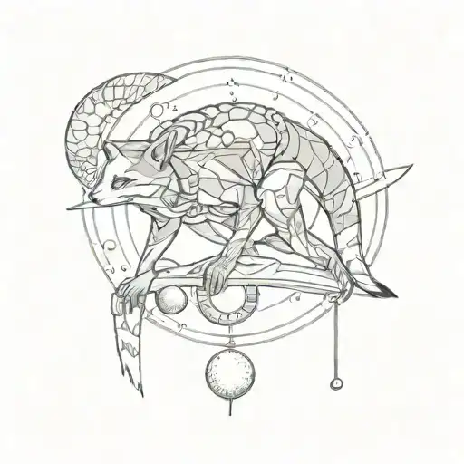 Gray Fox With Planets That Symbolises Balance Scale