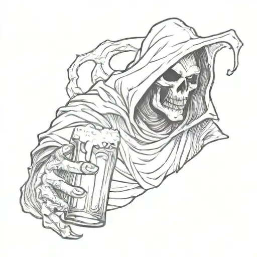 Reaper Drinking Beer
