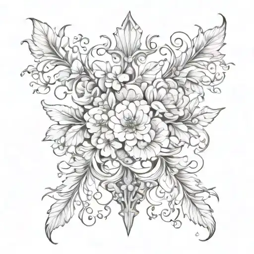 Dainty Gothic Feminine Thorny Flowers Baroque Chest