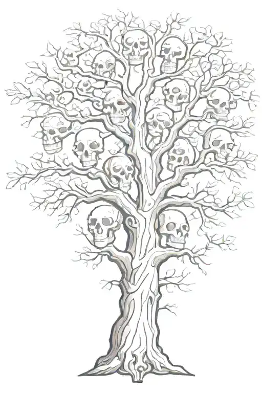 Oak Tree With Skulls Facing Away