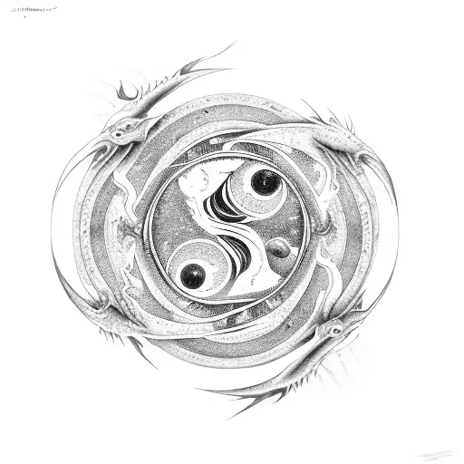 A Dragon With The Body Creating A Yin And Yang Symbol
