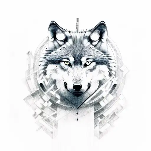 Wolf And Ghost Intertwined With Music Notes