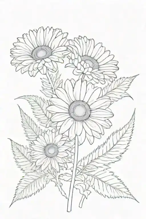 2 Gerber Daisy With Stems Bouquet With Fern Leaf And Filler Flower