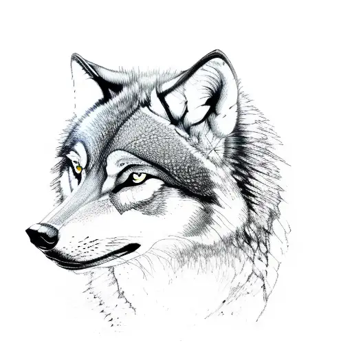 A Sketch Of A Wolf Blending Into A Natural Landscape