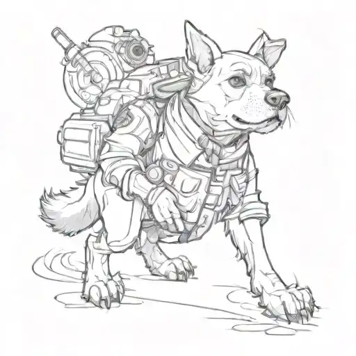 Create A Sketch Of A Detective Dog Playing Dota 2