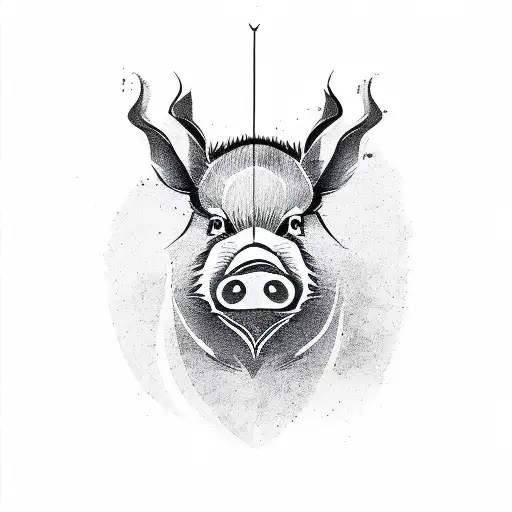 Small Minimalist Wild Boar One Line