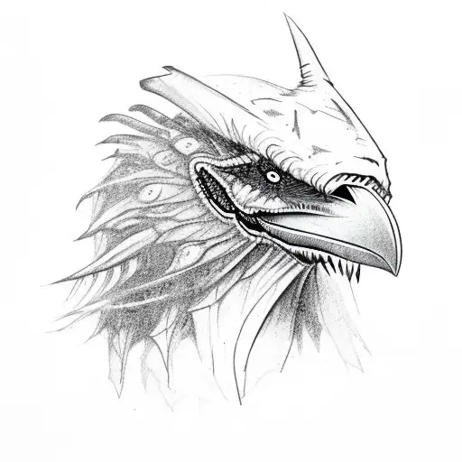 A Creature That Would Be The Jabberwocky But With Raven Wings And The Head Would Be A Raven Skull