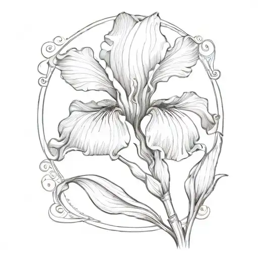 Single Iris With Stem