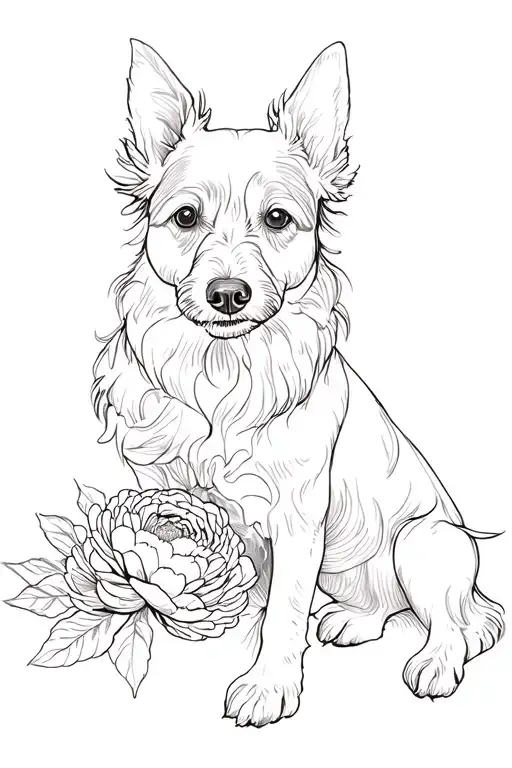 Dog And Peonies