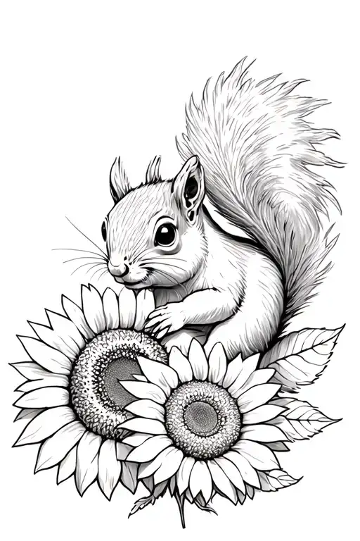 Squirrel Holding Sunflower
