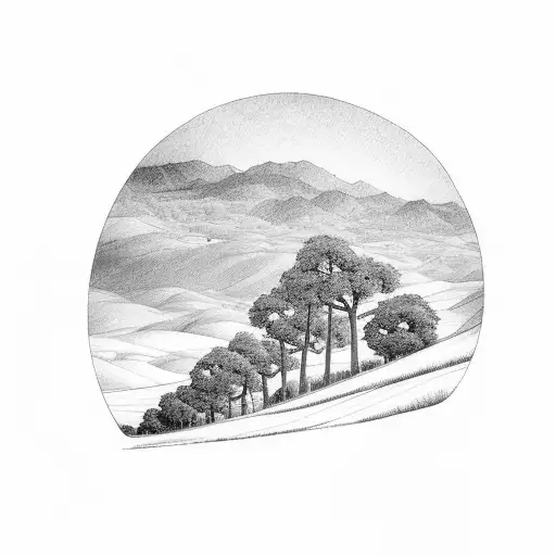 Rolling Hills With Road Leading Into Sunset