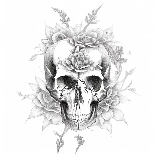 Whymsical Gothic Flowers And Skulls
