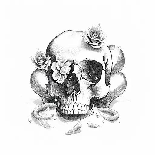 Whymsical Gothic Flowers And Skulls