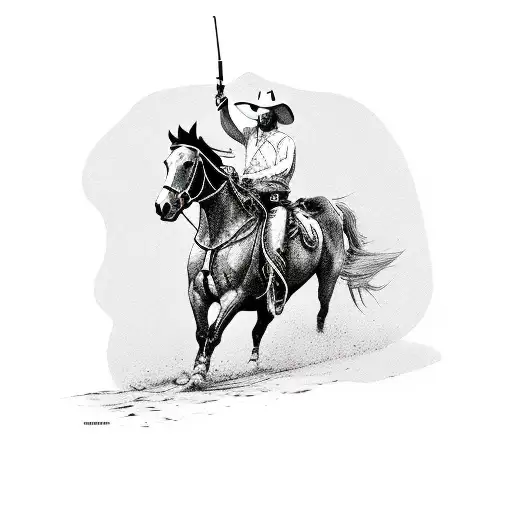 Cowboy Riding Horse Shotting A Gun