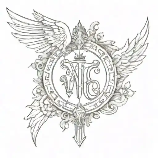 Virgo Sign Revers In Gothic Style With Crest Heraldry Crown Wings