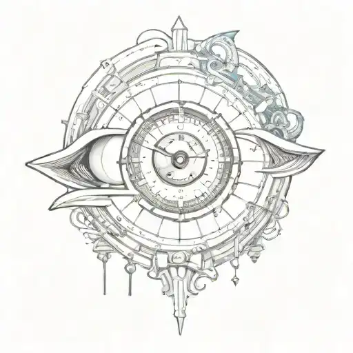 Eye Tattoo With Time Clock And Football