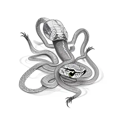 Snake Eating A Spider