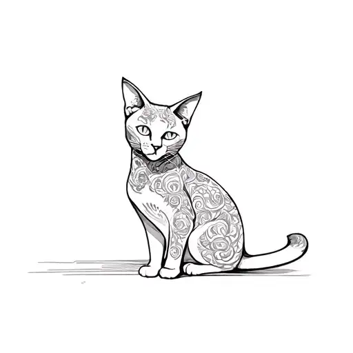 White Oriental Cat Sitting