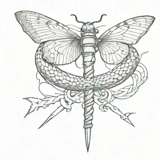 Snake And Butterfly With A Dagger