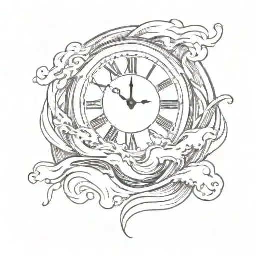 Clock With Waves Crashing Inside Of It