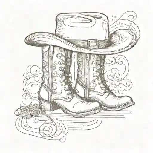 Music Notes Country Boots And Hat Cross