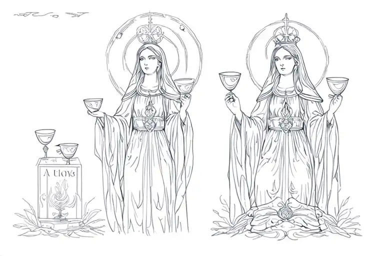 High Priestess And Queen Of Cups Tarot Card