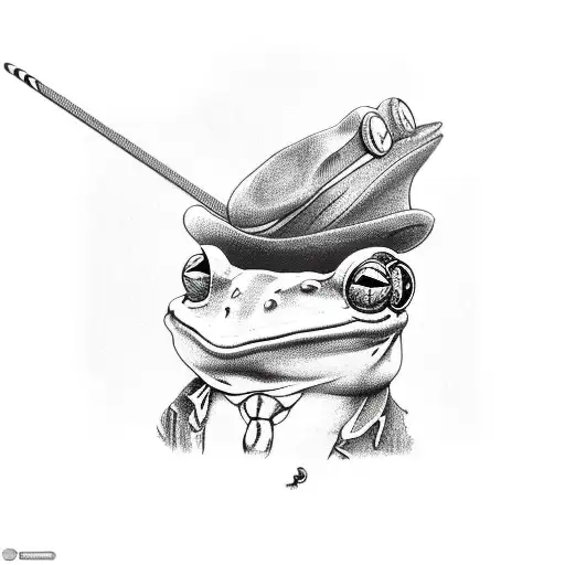 Frog Smoking Pipe Wearing Hat
