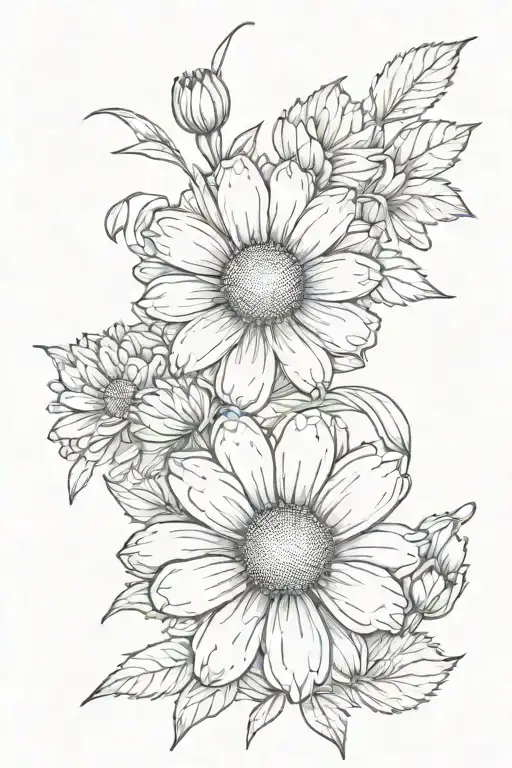 Small Daisy And Violet Flower Intertwined