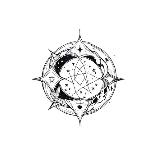 Magic Symbol Moon Stars Tattoo Design Inspired