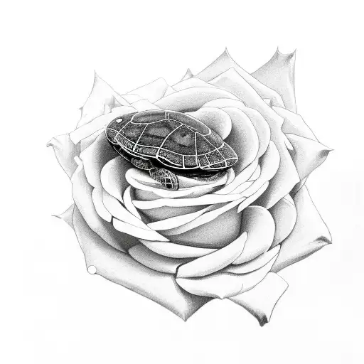 Painted Turtle On A Bed Of Roses