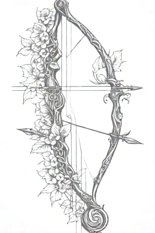 Vine Recurve Bow With Arrow Design