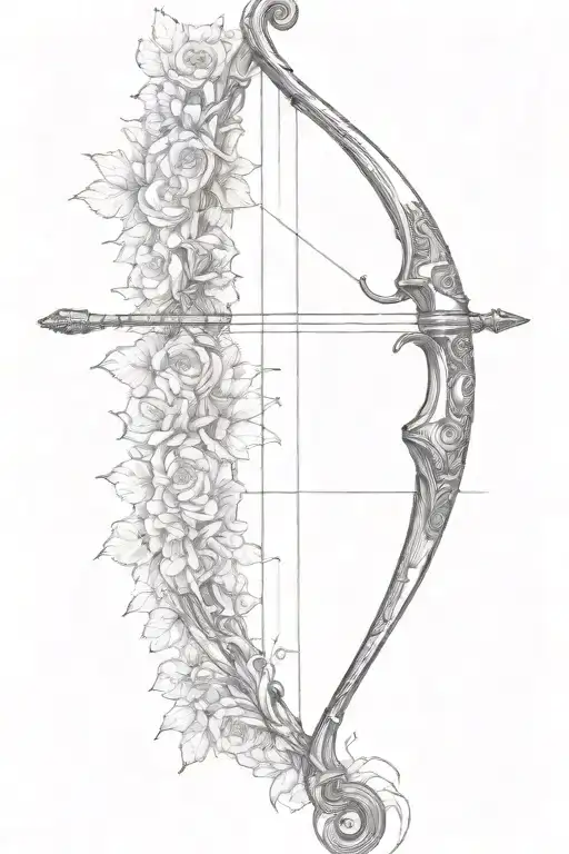 Vine Recurve Bow With Arrow Design