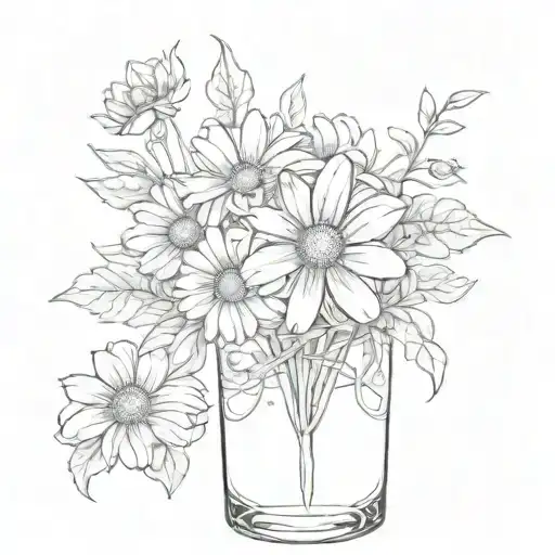 Empty Glass And Daisy Flower