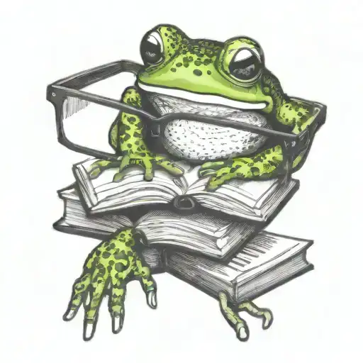 Frog Books Glasses Reading A Book
