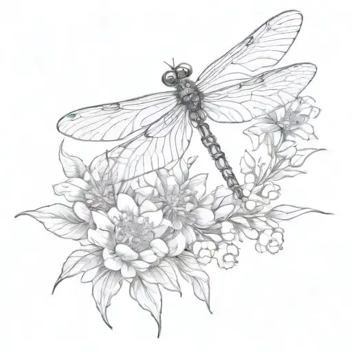 Dragonfly In Field Of Flowers