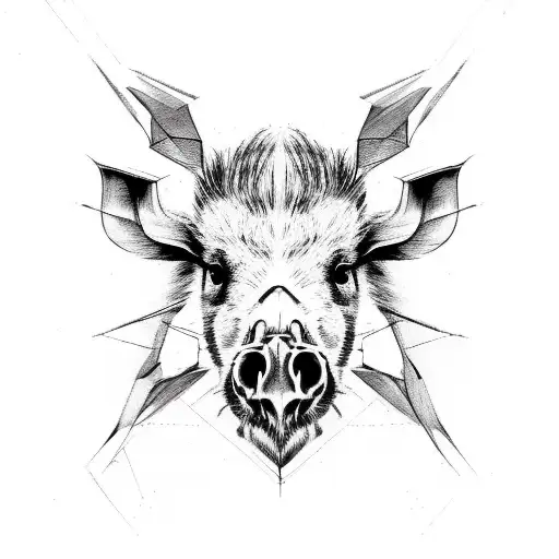Boar Lines Head And Boar Skull
