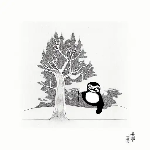 Tree With Sloth And Panda